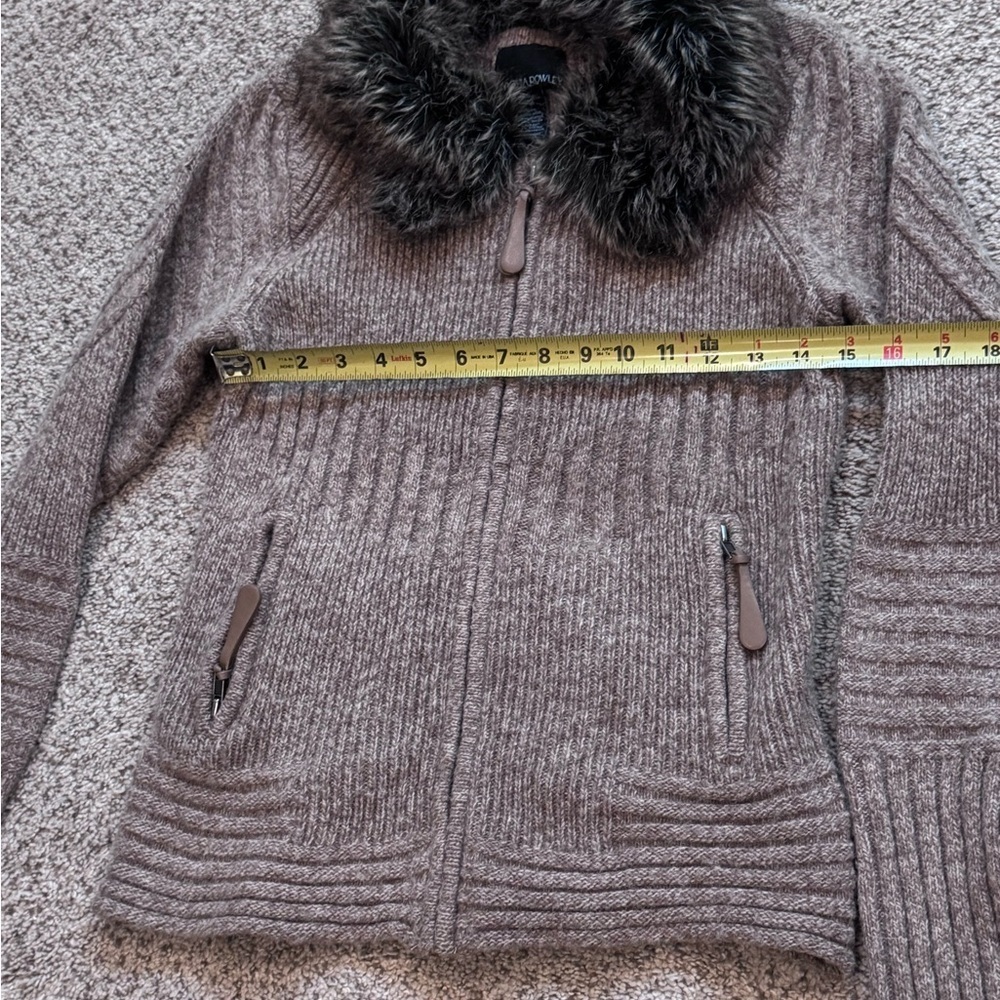 Cynthia Rowley Wool Blend Faux Fur Collar Jacket M Apres Ski Cozy Ski Lodge - Picture 10 of 11